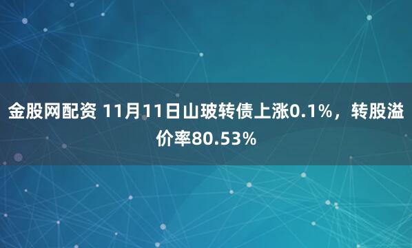 金股网配资 11月11日山玻转债上涨0.1%，转股溢价率80.53%